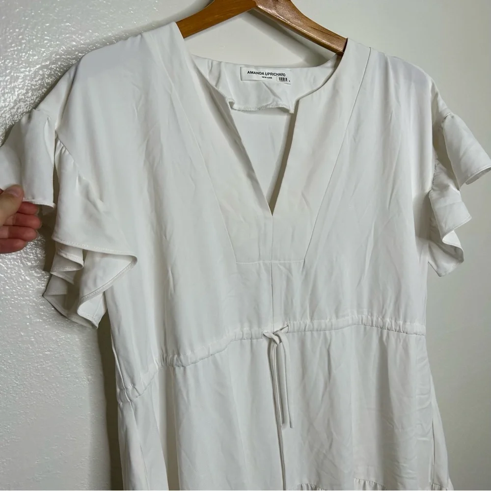 Amanda Uprichard White Tiered Midi Dress M